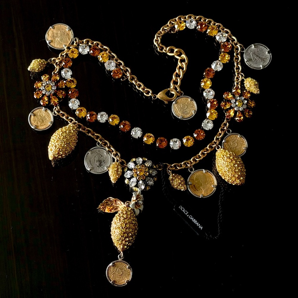 Dolce & Gabbana Embellished Coin Charm Necklace